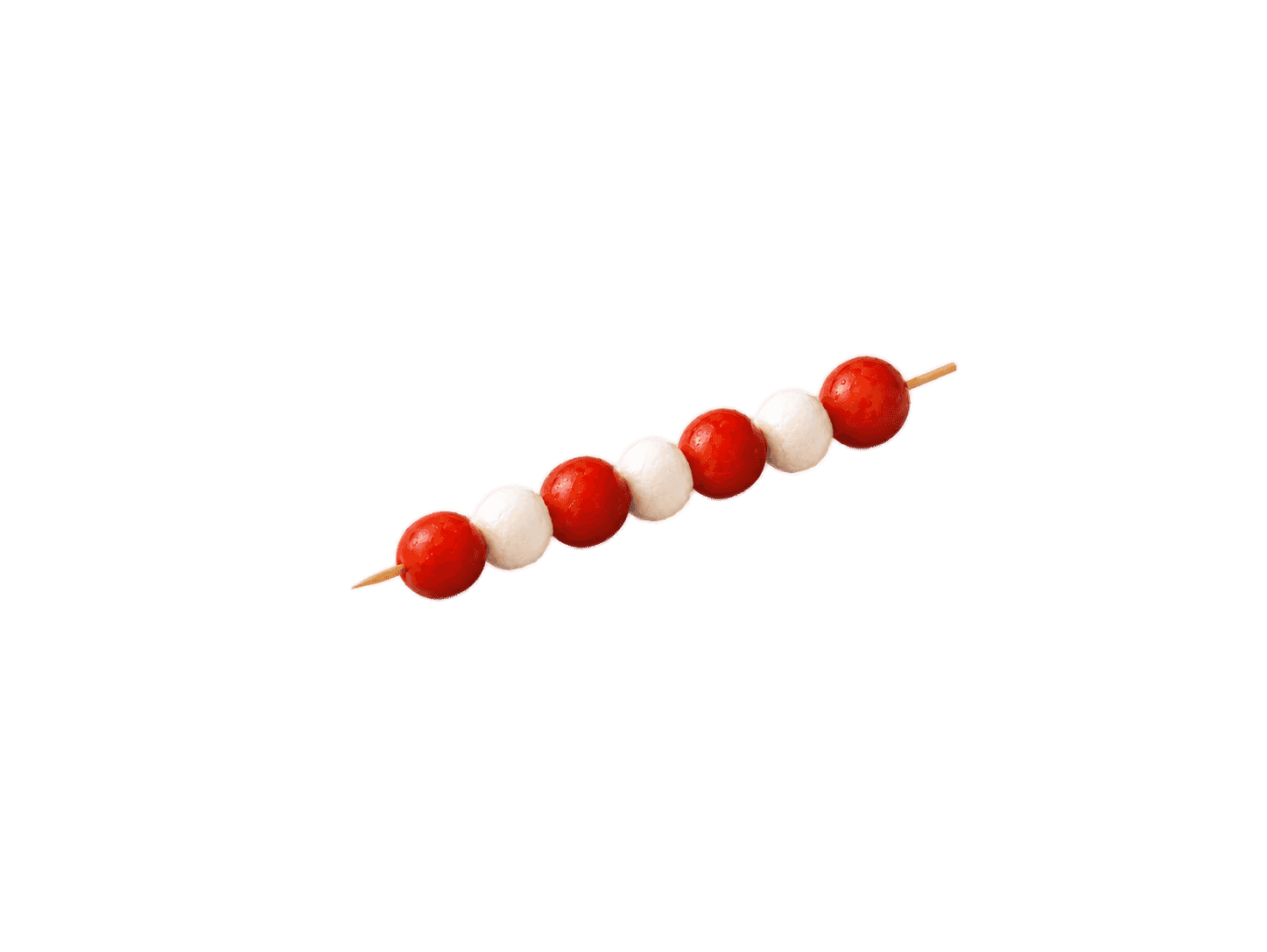 Brocheta de tomate cherry y perlas de mozzarella