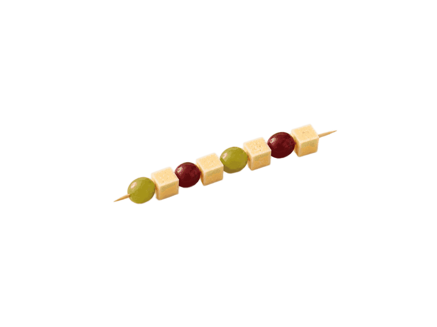 Brocheta de queso en cubo y uvas
