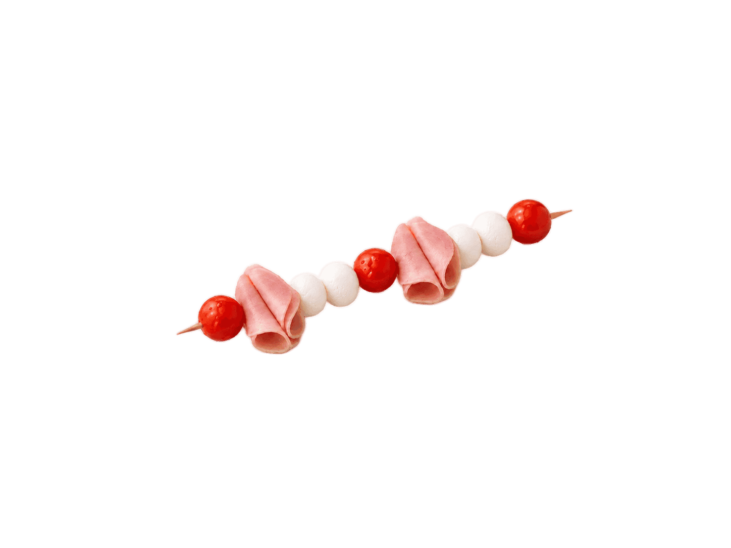 Brocheta de mortadela, cherry y mozzarella